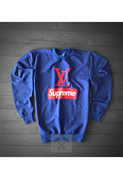 Синий свитшот Supreme i LV
